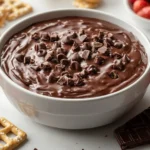 Brownie batter dip served with fruit and crackers