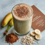 Recipe card and protein smoothie peanut butter banana
