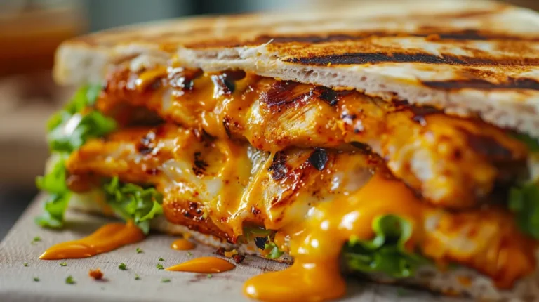 Chicken Wing Wrap served with melted cheese and buffalo sauce